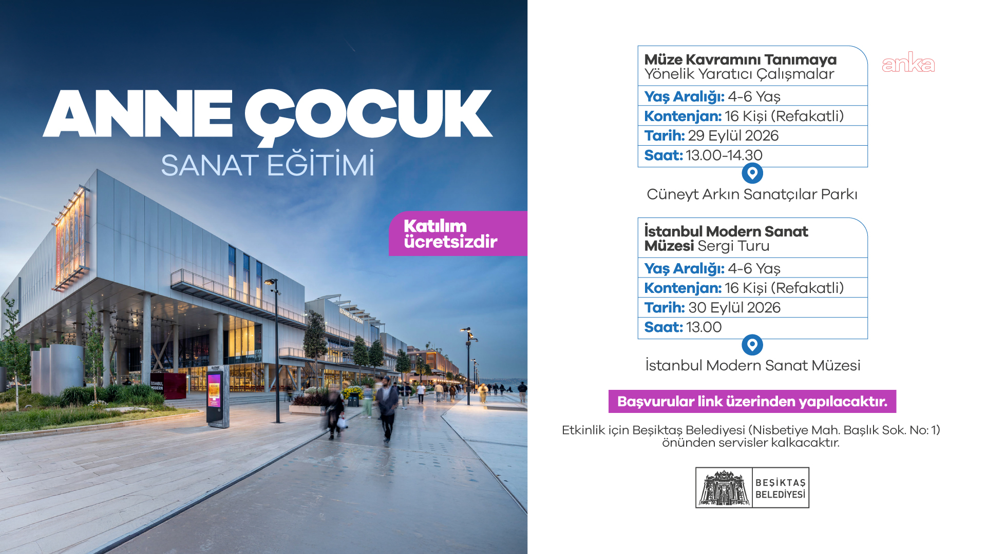 Beşiktaş Belediyesi ve İstanbul Modern'den Anne Çocuk Sanat Eğitimi Programı